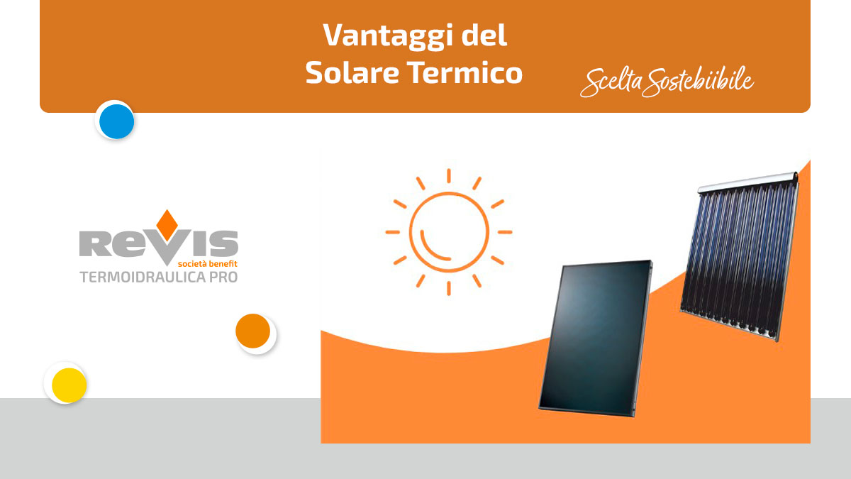 copertina news solare termico con immagine sole stilizzata e due collettori solari termici